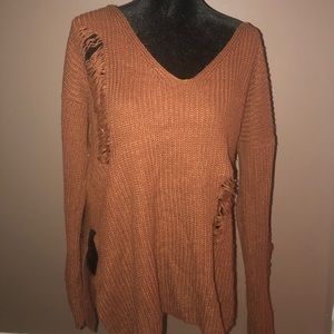 Burnt Orange Distressed Sweater